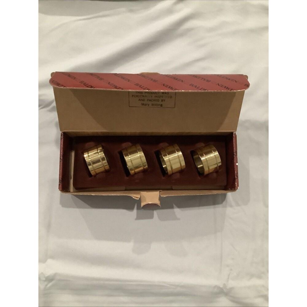 Baldwin  Devon Polished Brass Napkin Rings set 4 NEW